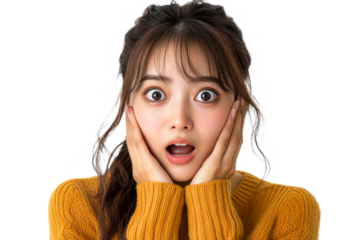 Expression of surprise on a young womans face