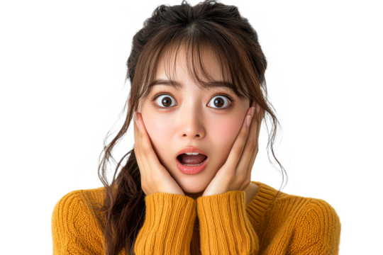 Expression of surprise on a young womans face