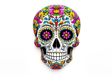 Colorful sculpture Skull &ndash; 3D Illustration Inspired by D&iacute;a de los Muertos