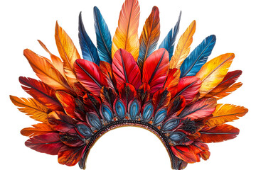 Bright feather headdress for cultural celebration or costume