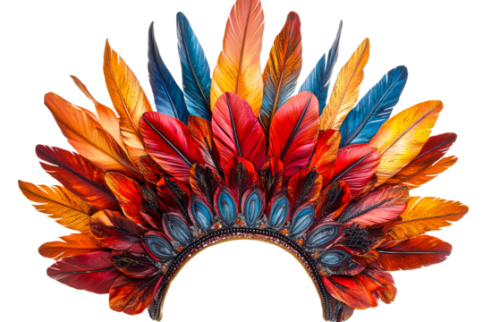 Bright feather headdress for cultural celebration or costume