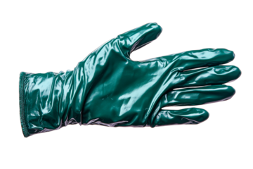 Green rubber glove on a transparent background