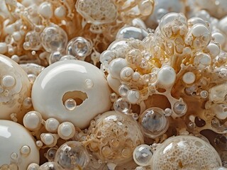 Light-colored ceramics The bubbles and mycelia intertwine with each other to show symbiosis. High resolution Wallpaper