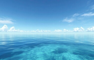 Fototapeta premium Serene Ocean Horizon Under a Cloud-Studded Sky