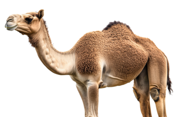 Camel with distinctive features on transparent background
