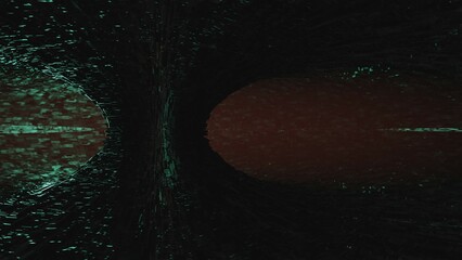  Sci Fi themed image of a dimly lit view of an underground pillar in outer space.
