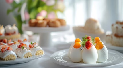 A variety of sweet treats on plates on a table