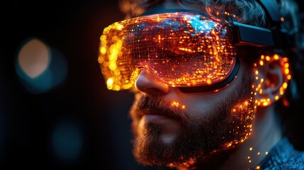 Immersive Virtual Reality Experience: A Man Exploring Digital Worlds