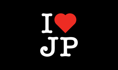 I Love JP JAPAN Country Red Heart T-Shirt Sweatshirt Digital Vector White Lettering Design	