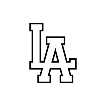 LA Retro Merged Intertwined Letters Logo on &ndash; Los Angeles Text Illustration Vector