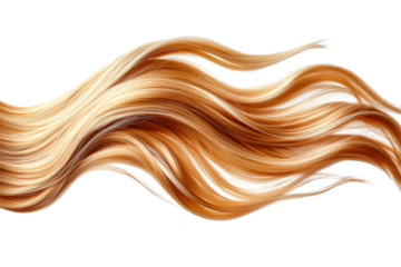 Silky wavy hair strands in vibrant orange hue