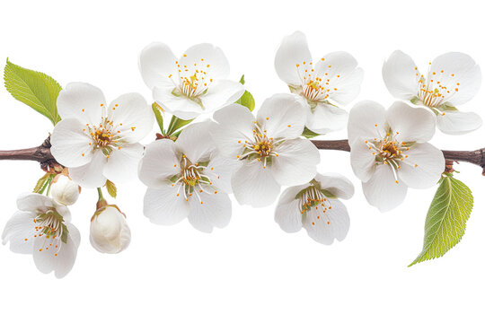 Cherry blossom branch with delicate white flowers