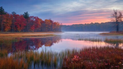Fototapeta premium Cuyahoga Valley National Park: Beaver Marsh at Evening in the American Midwest