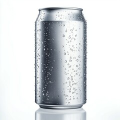 Gray Soda Can Mockup with Drops