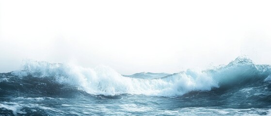 Naklejka premium Dramatic ocean wave cresting with frothy spray against a bright sky creating a powerful and dynamic seascape capturing the raw beauty of nature