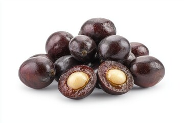 Fototapeta premium Pile of delicious fresh achiote seeds on white background still life close up studio food photography