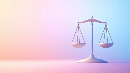 A minimalist illustration of the Libra zodiac sign, with balanced scales symbolizing harmony and fairness against a soft pastel background.