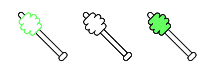 Set line Honey dipper stick icon isolated on white background. Honey ladle. Vector