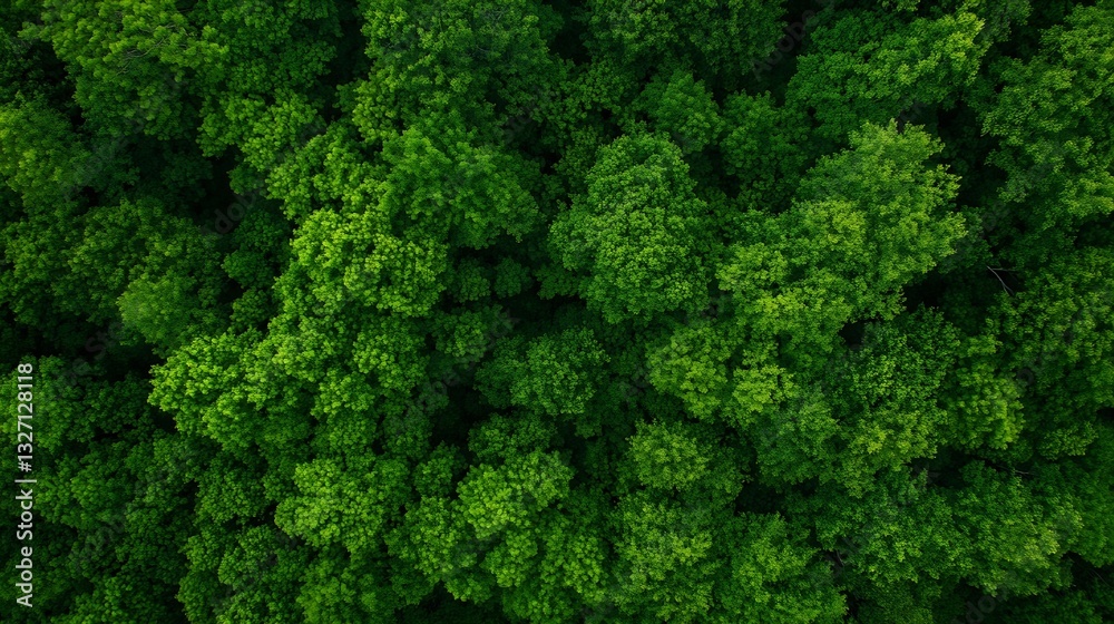 Poster aerial view of lush green forest canopy full of healthy trees in the heart of nature : generative ai