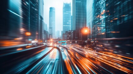 Obraz premium Dynamic Cityscape: A Blur of Urban Motion