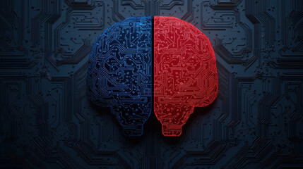 image depicts split brain design, showcasing benefits and risks of artificial intelligence