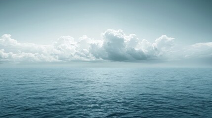Fototapeta premium Ocean Serenity: A Tranquil Seascape Under a Cloudy Sky