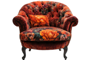 Elegant vintage armchair with floral upholstery design
