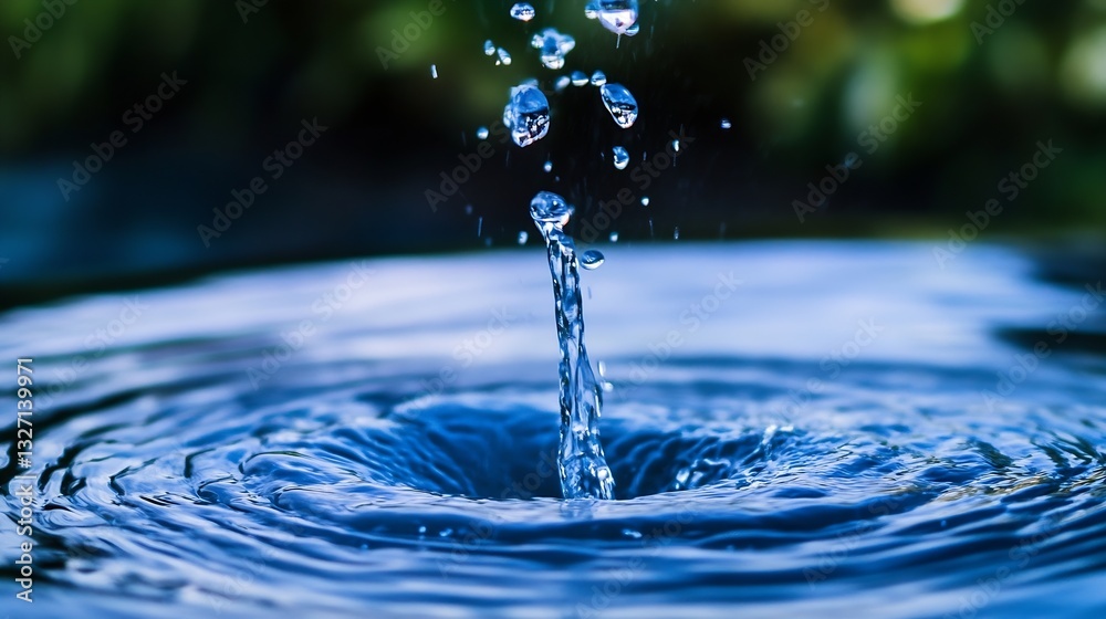 Leinwandbilder steady fountain of water creating ripples and droplets in a serene environment : generative ai