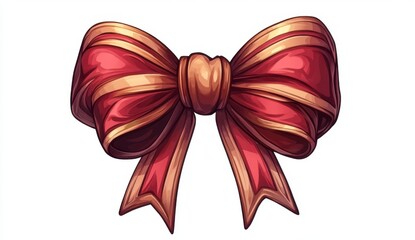 Red and Gold Pixel Art Ribbon Bow Illustration