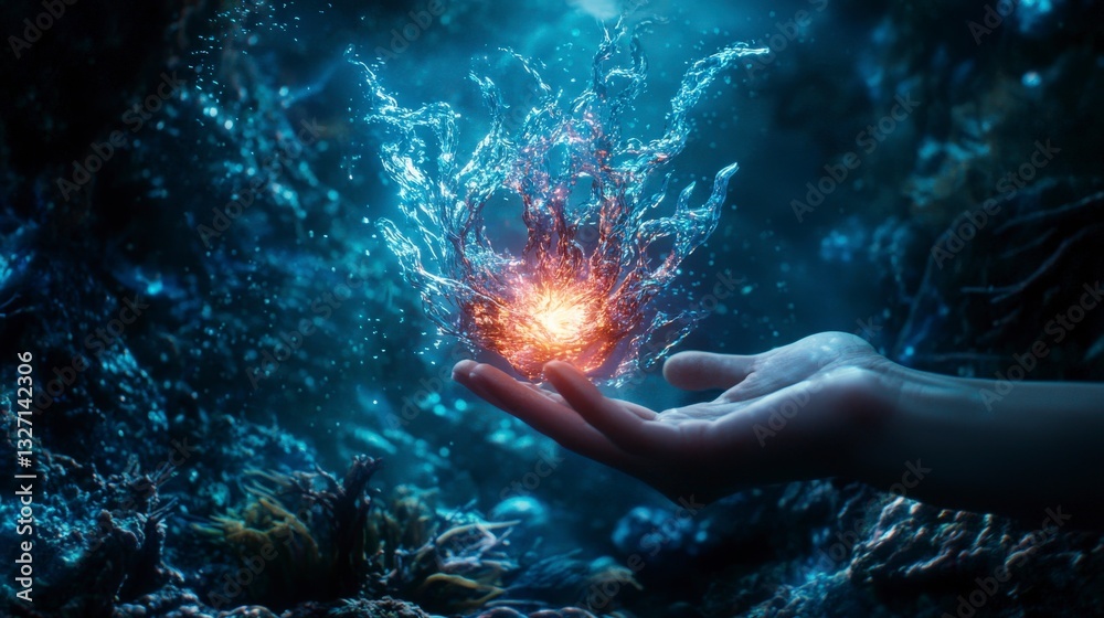 Aufkleber mysterious water element activation underwater realm fantasy art enigmatic environment close-up view