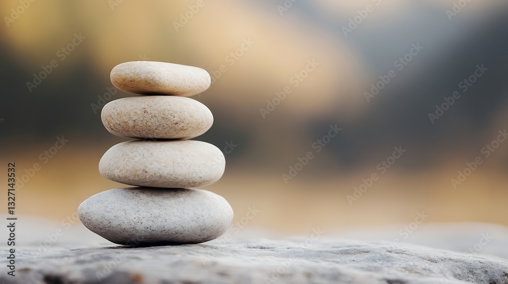 Aufkleber serene arrangement of smooth stones symbolizing balance and tranquility in nature : generative ai
