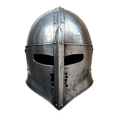 Bascinet helmet. Knight's helmet on a white, transparent background.