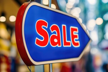 Sale Sign with Retail Store Shopping Experience
