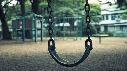 Lonely Swing Set in a Quiet Park
