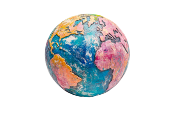 Colorful globe representing continents and oceans clearly