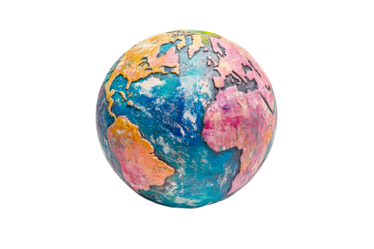 Colorful globe representing continents and oceans clearly