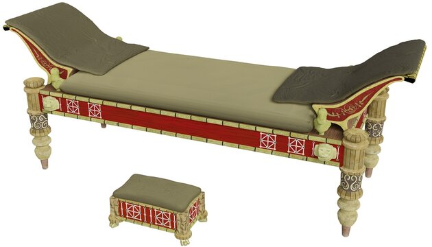 Illustration of a triclinium, the couch used in ancient Roman civilization