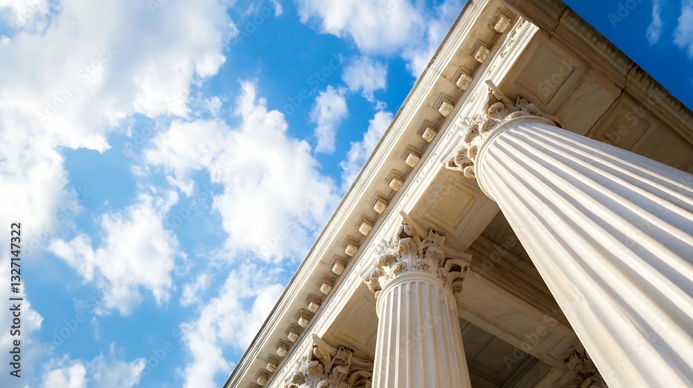 Poster majestic architectural columns under a bright sky showcasing classical design and grandeur : generat