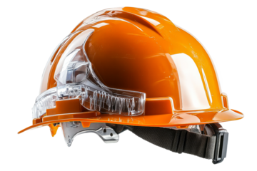 Bright orange hard hat for construction safety use