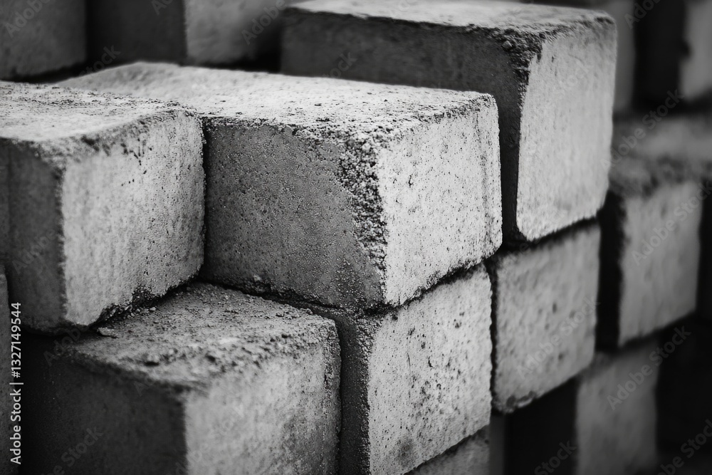 Poster a pile of concrete blocks stacked high, great for construction or architecture illustration