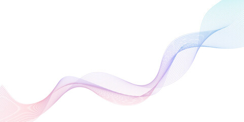 modern color gradient abstract curved wave lines on white background, smooth and dynamic speed wave patterns technology lines, Wavy flowing curve pattern of digital modern technology and geometry.