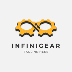 Gear Logo. gear with infinity icon combination. gear logo template. vector illustration