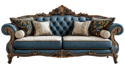 Luxurious sofa isolated on transparent background, PNG