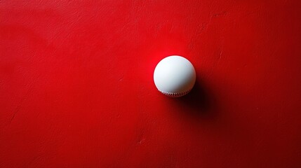 New baseball on red track, overhead view, clean and simple composition, symbolizing focus and precision.

