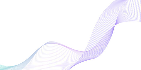 modern color gradient abstract curved wave lines on white background, smooth and dynamic speed wave patterns technology lines, Wavy flowing curve pattern of digital modern technology and geometry.