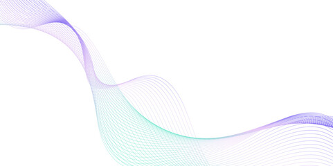 modern color gradient abstract curved wave lines on white background, smooth and dynamic speed wave patterns technology lines, Wavy flowing curve pattern of digital modern technology and geometry.