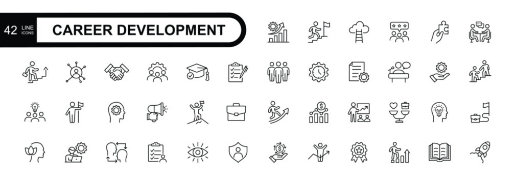 Career development line editable icons set. Vector illustration