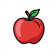 Minimalist Flat Apple Illustration with Bold Outline on White Background