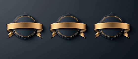 Gold ribbons against a dark background