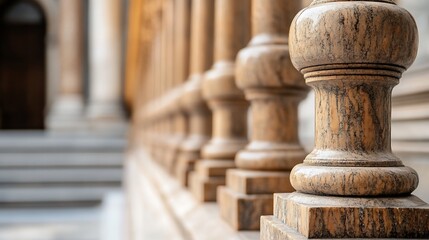 Fototapeta premium Closeup view of ornate wooden columns depicting architectural beauty and craftsmanship : Generative AI